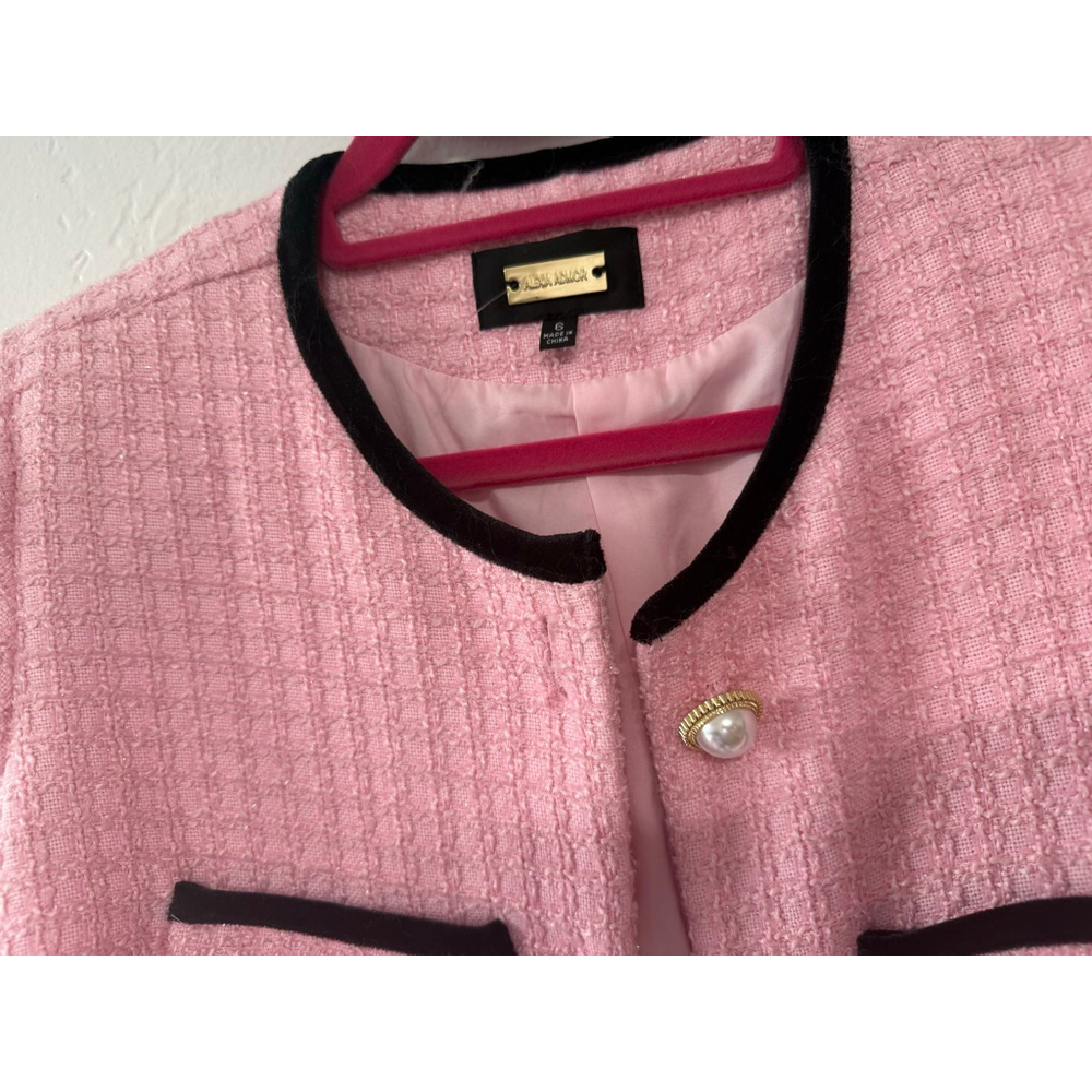 Alexia Admor Kairo Tweed Dress Pink & Black Tweed Button Front Mini Dress Size 6 - Picture 4 of 4